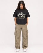 Mockup Boxy Heavyweight Tee Black female full-body 06