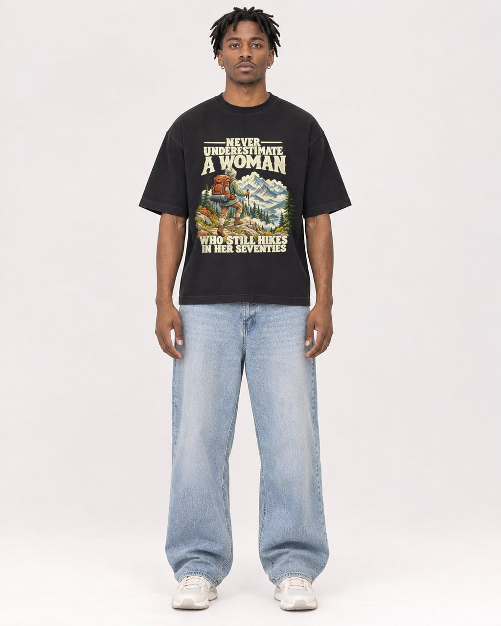 Mockup Boxy Heavyweight Tee Black male full-body 05