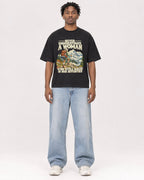 Mockup Boxy Heavyweight Tee Black male full-body 05