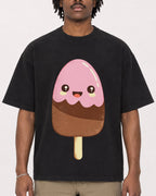 Mockup Boxy Heavyweight Tee Black male close-up 04