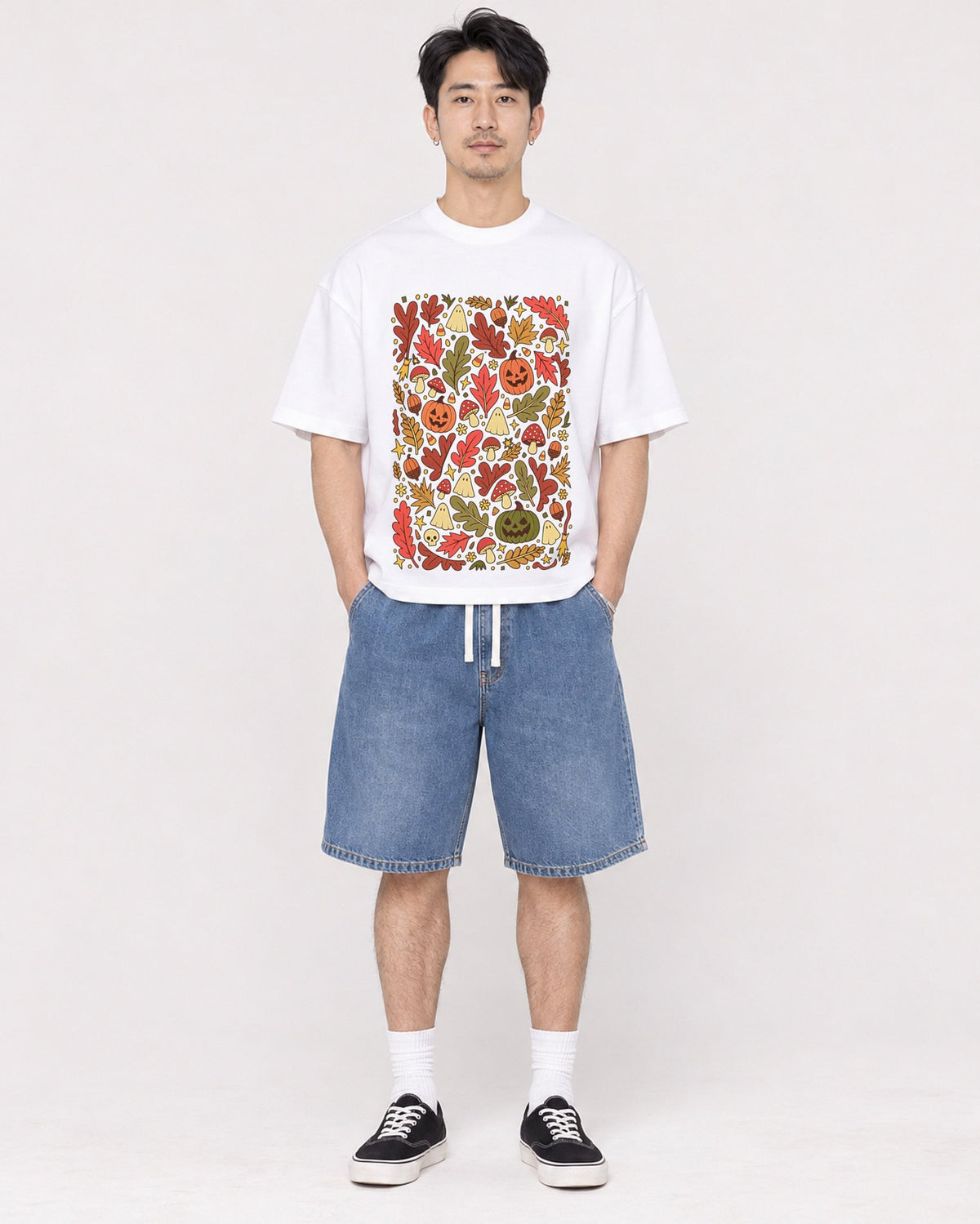 Mockup Boxy Heavyweight Tee White male full-body 13