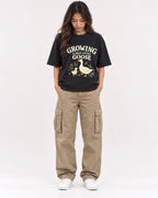 Mockup Boxy Heavyweight Tee Black female full-body 02