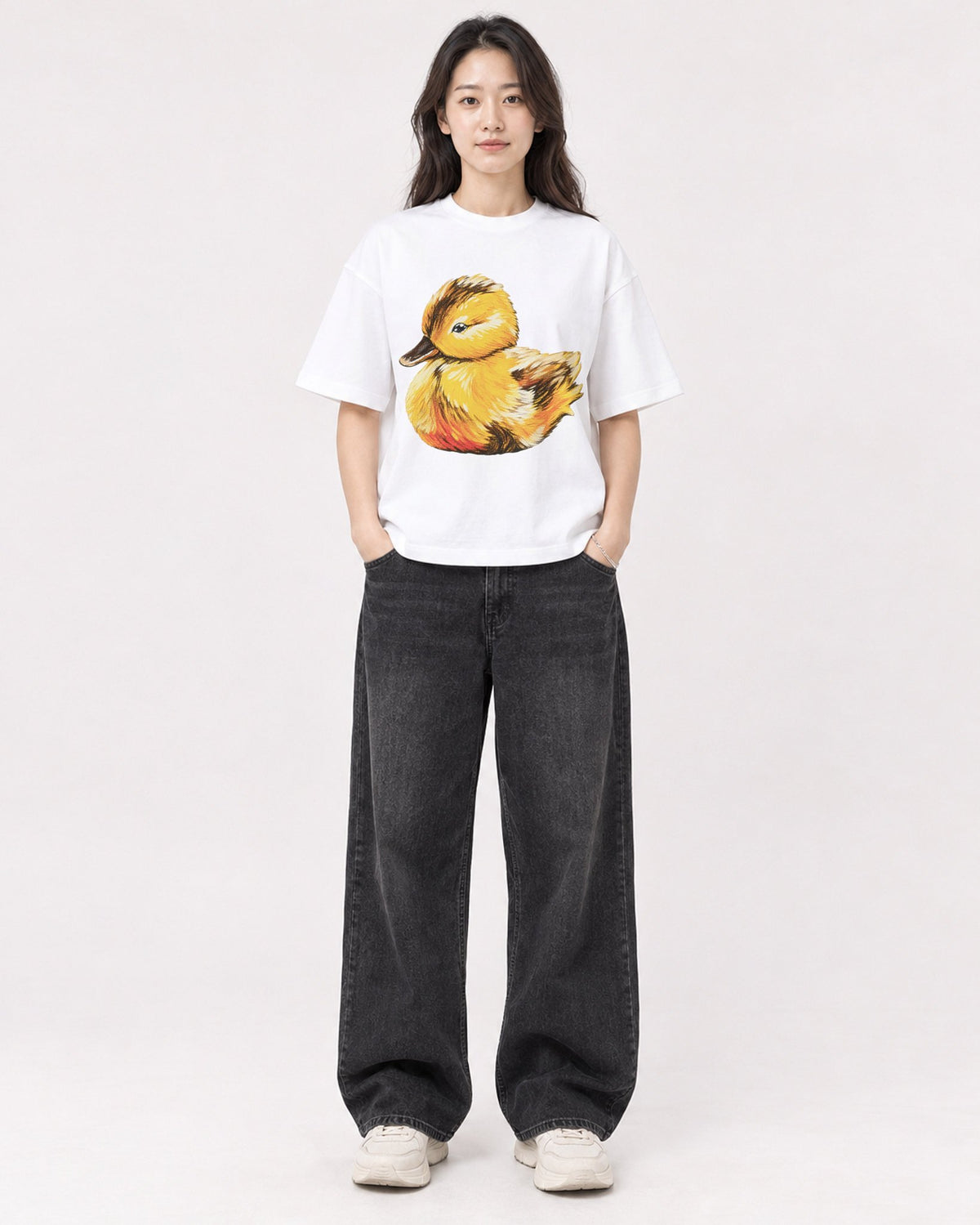Mockup Boxy Heavyweight Tee White female full-body 03