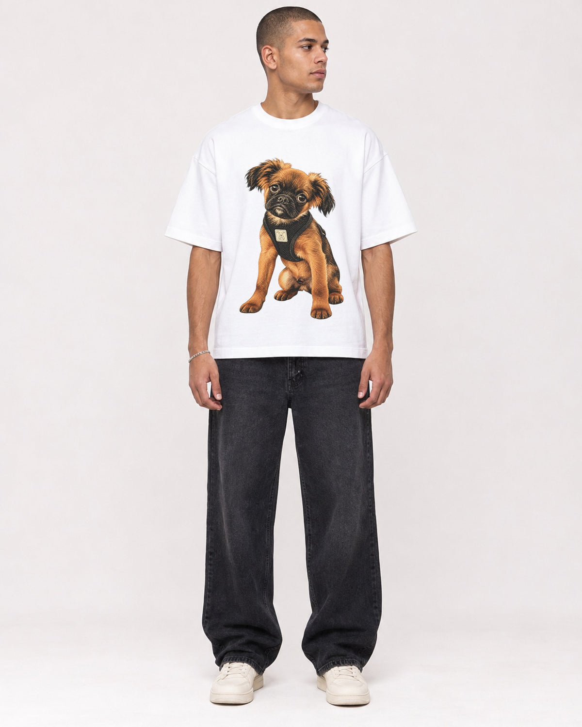 Mockup Boxy Heavyweight Tee White male full-body 50