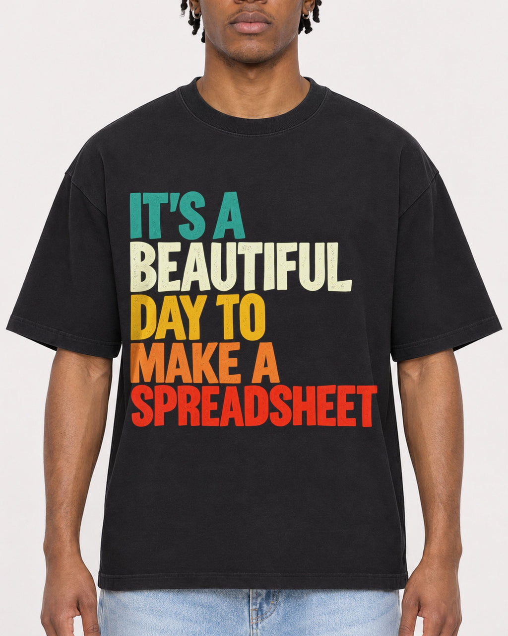 Mockup Boxy Heavyweight Tee Black male close-up 05