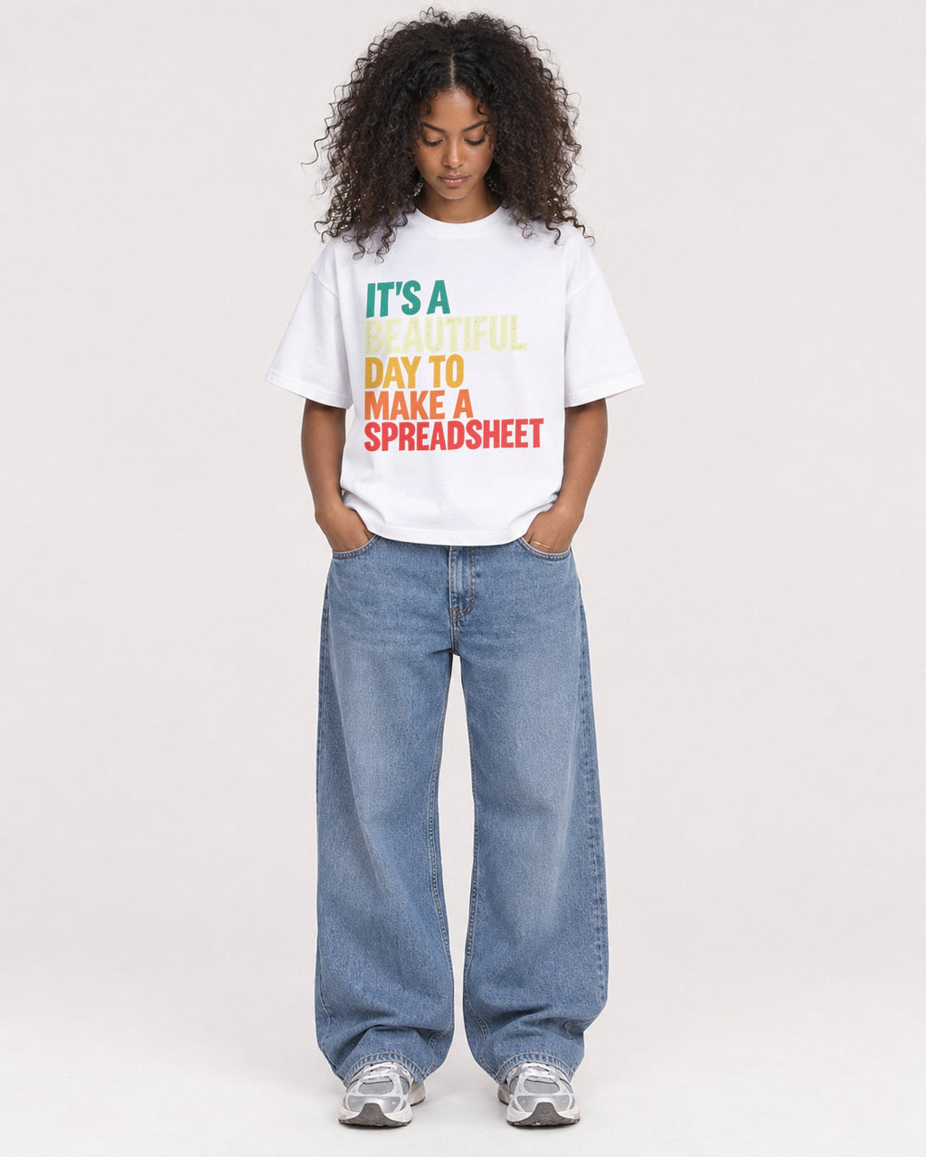 Mockup Boxy Heavyweight Tee White female full-body 05