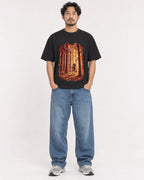 Mockup Boxy Heavyweight Tee Black male full-body 02
