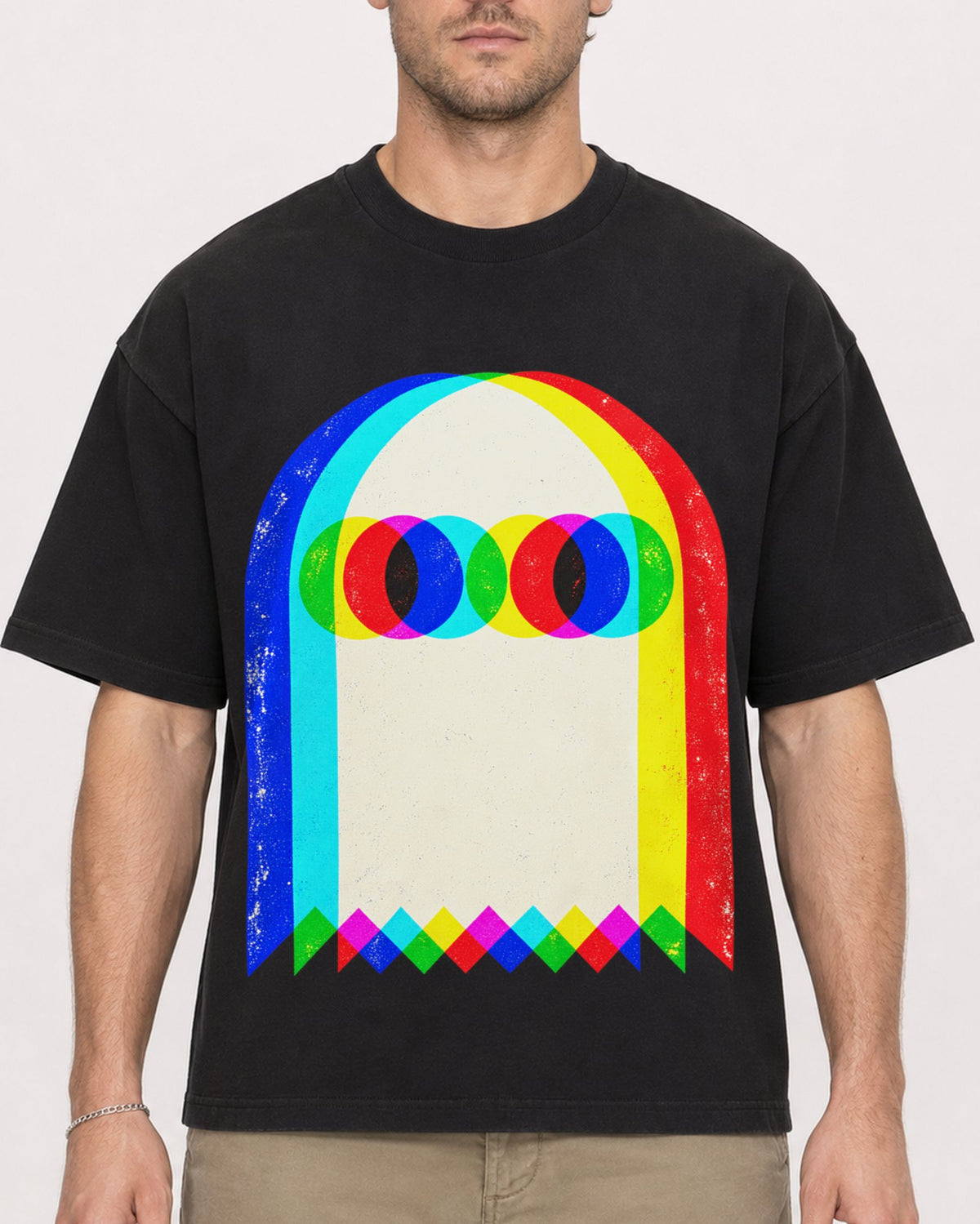 Mockup Boxy Heavyweight Tee Black male close-up 08