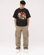 Mockup Boxy Heavyweight Tee Black male full-body 16