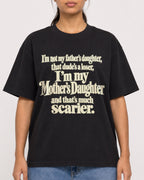 Mockup Boxy Heavyweight Tee Black female close-up 16