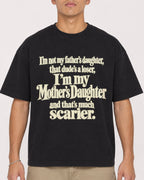 Mockup Boxy Heavyweight Tee Black male close-up 16