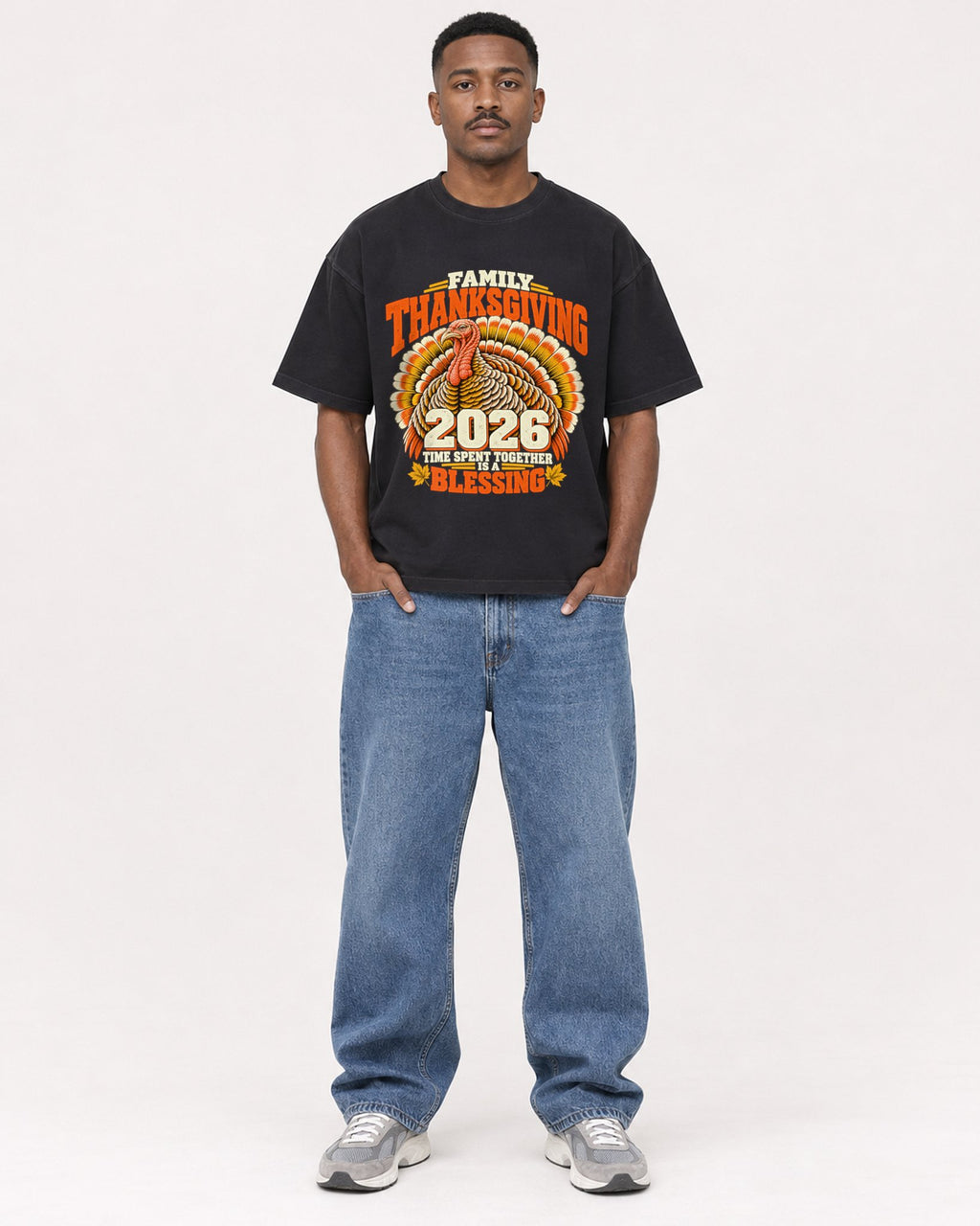 Mockup Boxy Heavyweight Tee Black male full-body 14
