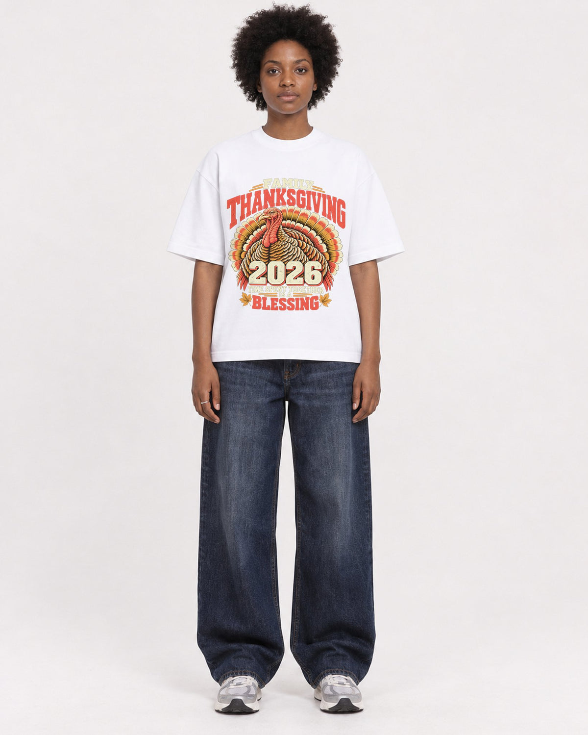 Mockup Boxy Heavyweight Tee White female full-body 14