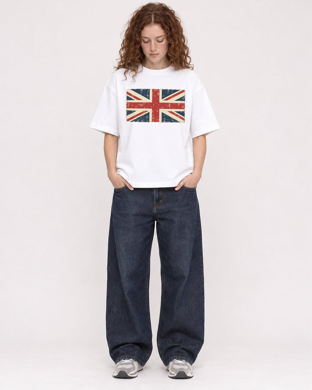 Mockup Boxy Heavyweight Tee White female full-body 09