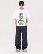 Mockup Boxy Heavyweight Tee White male full-body 31