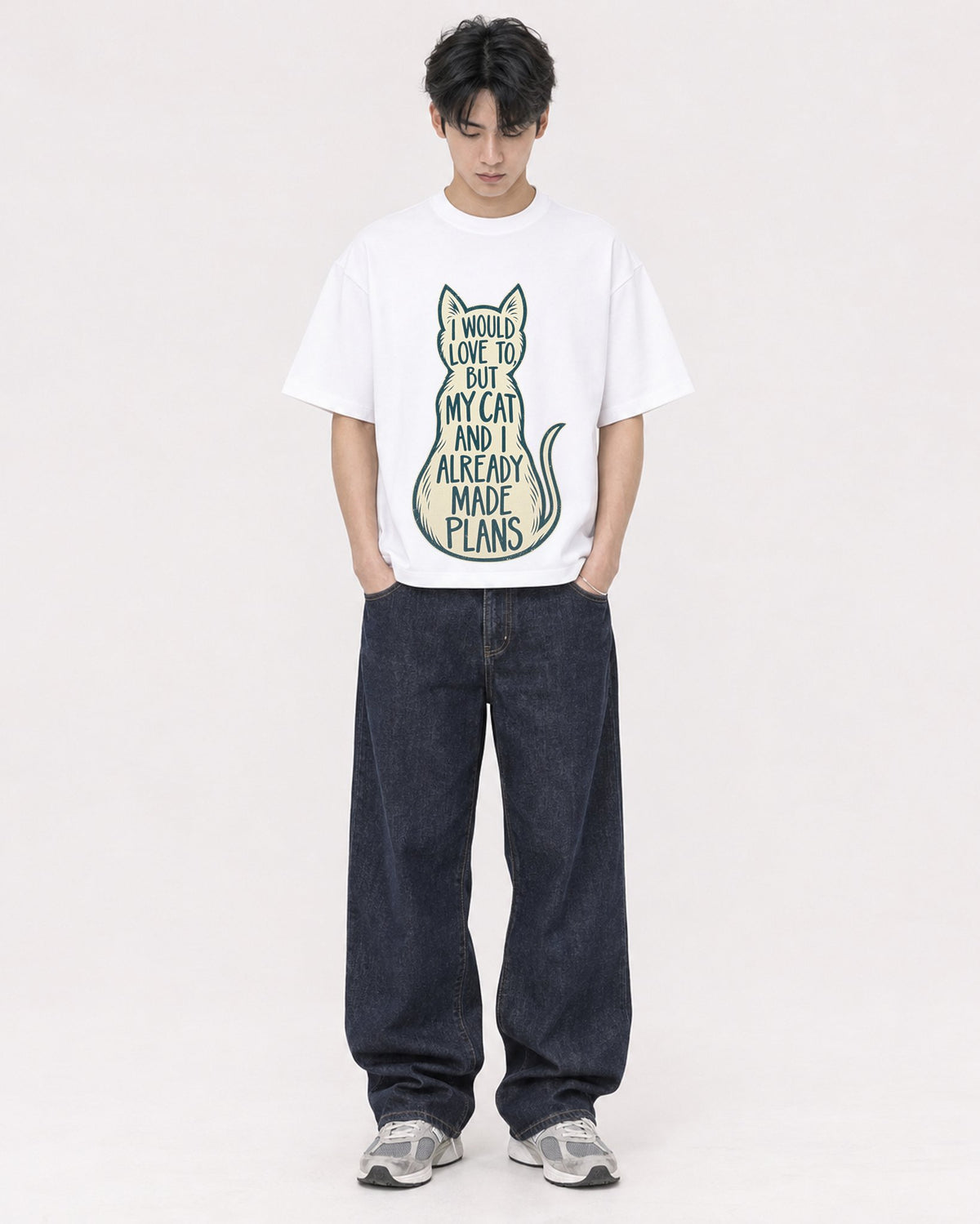 Mockup Boxy Heavyweight Tee White male full-body 31