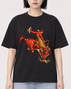 Mockup Boxy Heavyweight Tee Black female close-up 11