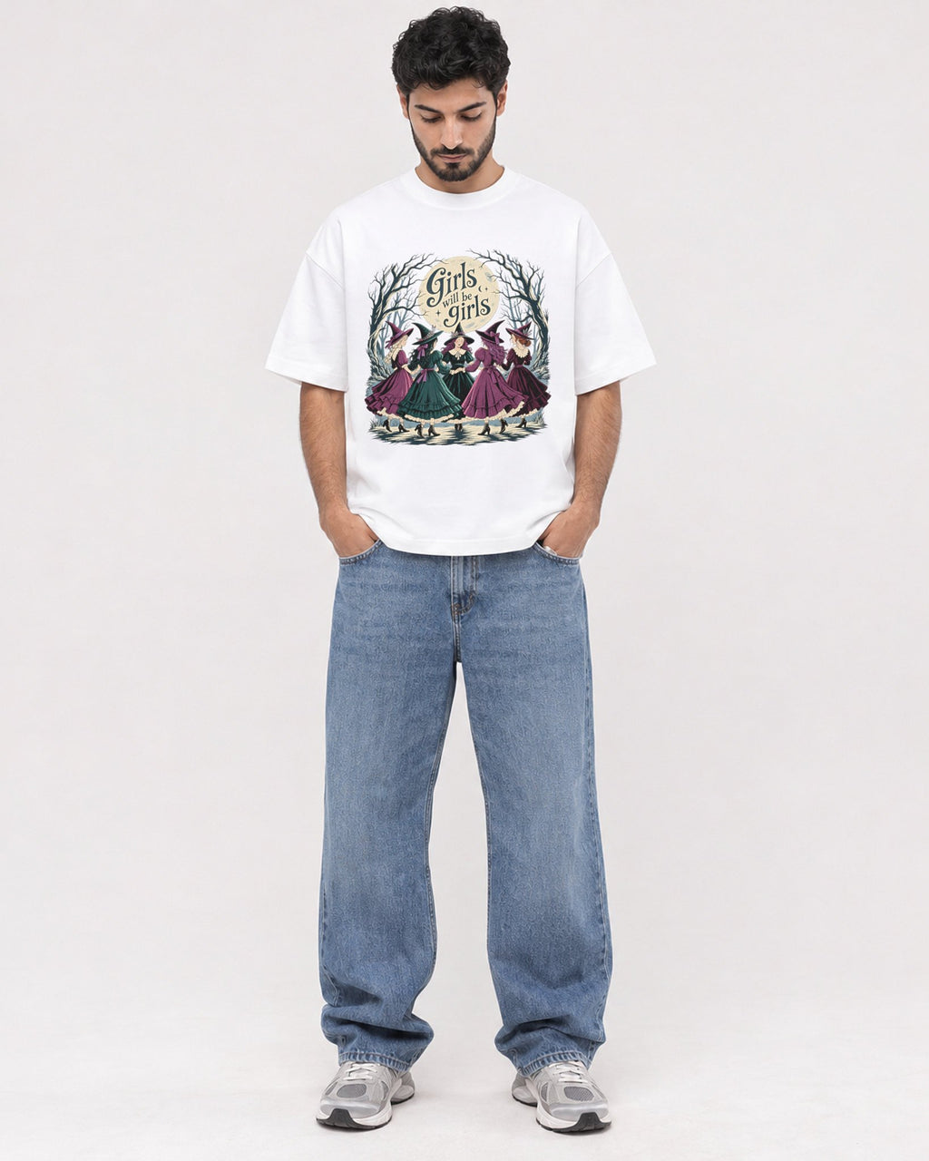 Mockup Boxy Heavyweight Tee White male full-body 07