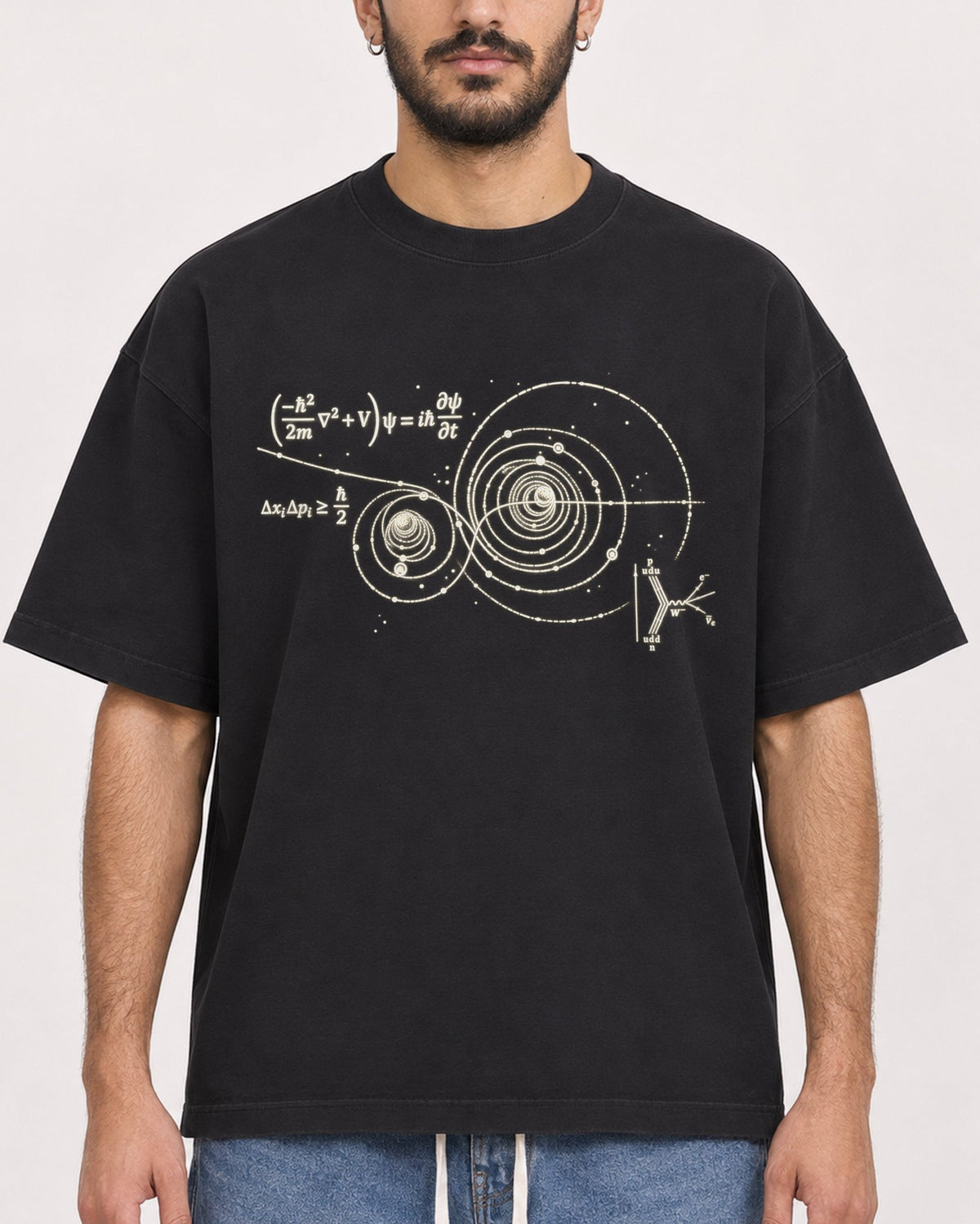 Mockup Boxy Heavyweight Tee Black male close-up 07