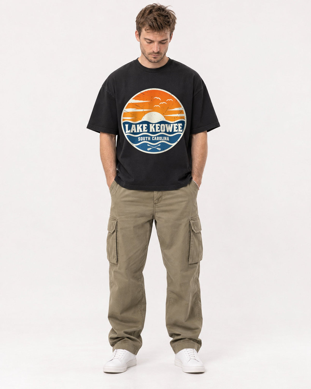 Mockup Boxy Heavyweight Tee Black male full-body 08