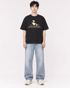Mockup Boxy Heavyweight Tee Black male full-body 01