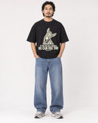 Mockup Boxy Heavyweight Tee Black male full-body 22
