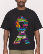 Mockup Boxy Heavyweight Tee Black male close-up 24