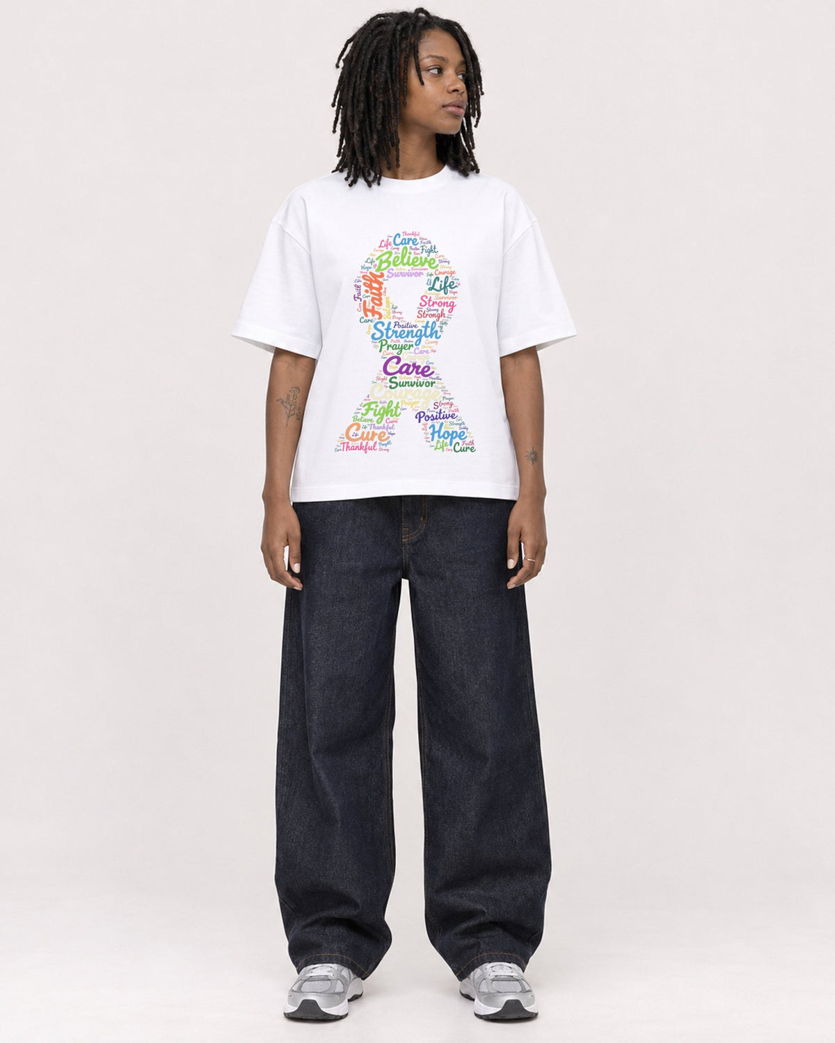Mockup Boxy Heavyweight Tee White female full-body 24