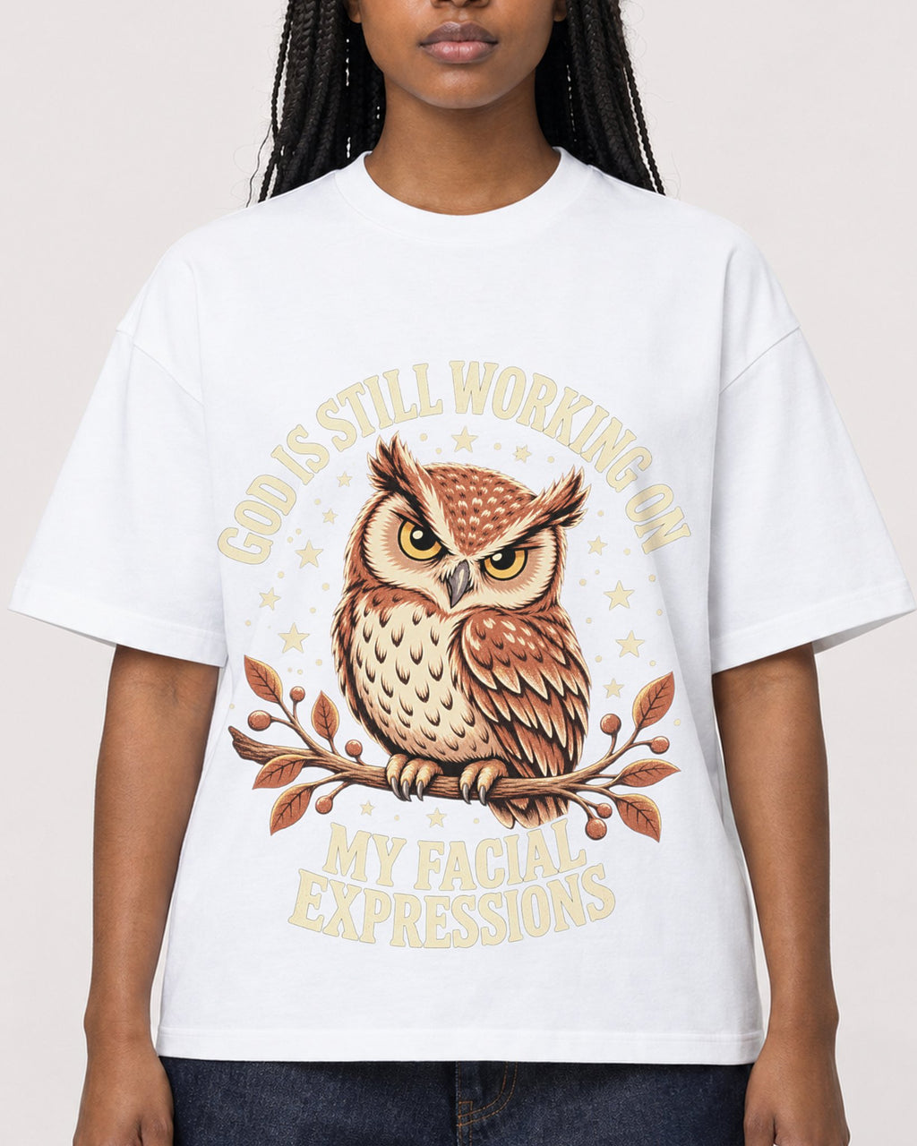 Mockup Boxy Heavyweight Tee White female close-up 04