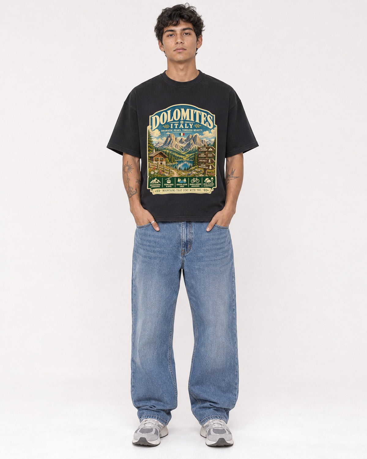 Mockup Boxy Heavyweight Tee Black male full-body 06