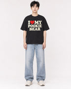 Mockup Boxy Heavyweight Tee Black male full-body 01