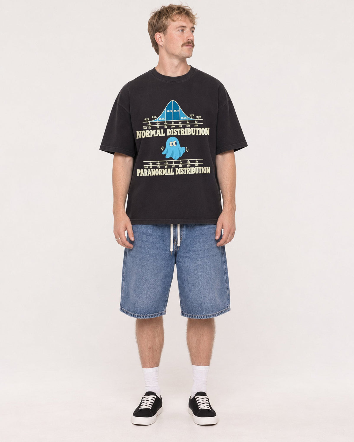 Mockup Boxy Heavyweight Tee Black male full-body 19