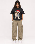 Mockup Boxy Heavyweight Tee Black female full-body 06