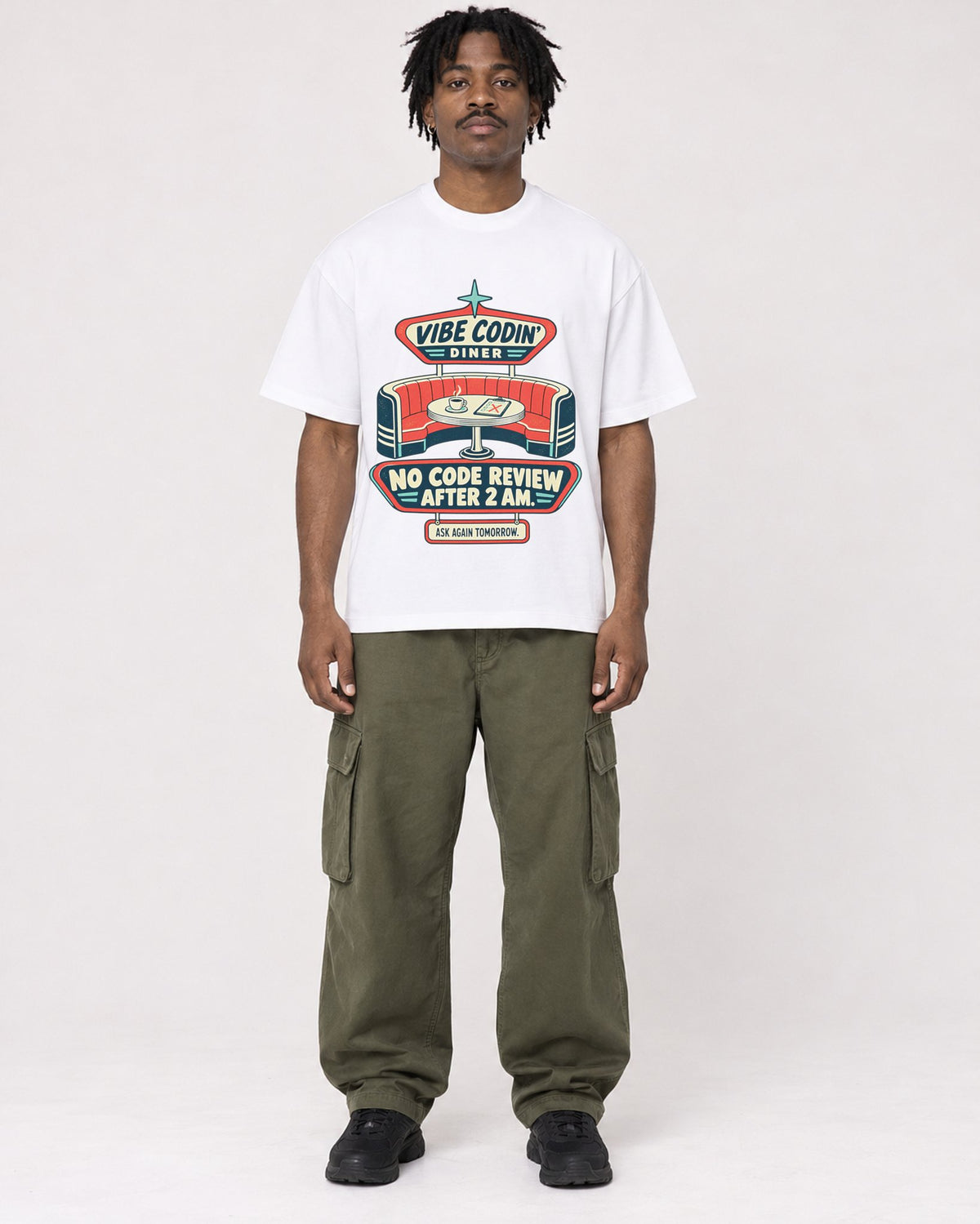 Mockup Boxy Heavyweight Tee White male full-body 04