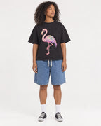 Mockup Boxy Heavyweight Tee Black female full-body 05