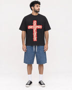 Mockup Boxy Heavyweight Tee Black male full-body 07