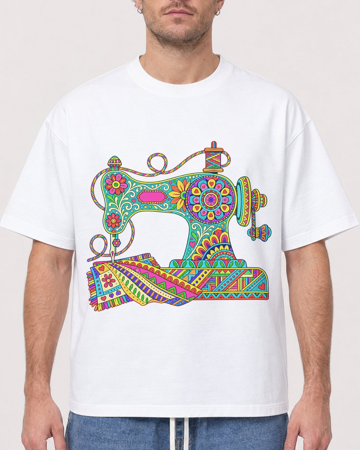 Mockup Boxy Heavyweight Tee White male close-up 08