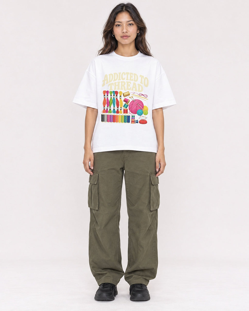 Mockup Boxy Heavyweight Tee White female full-body 02