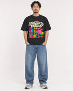 Mockup Boxy Heavyweight Tee Black male full-body 02