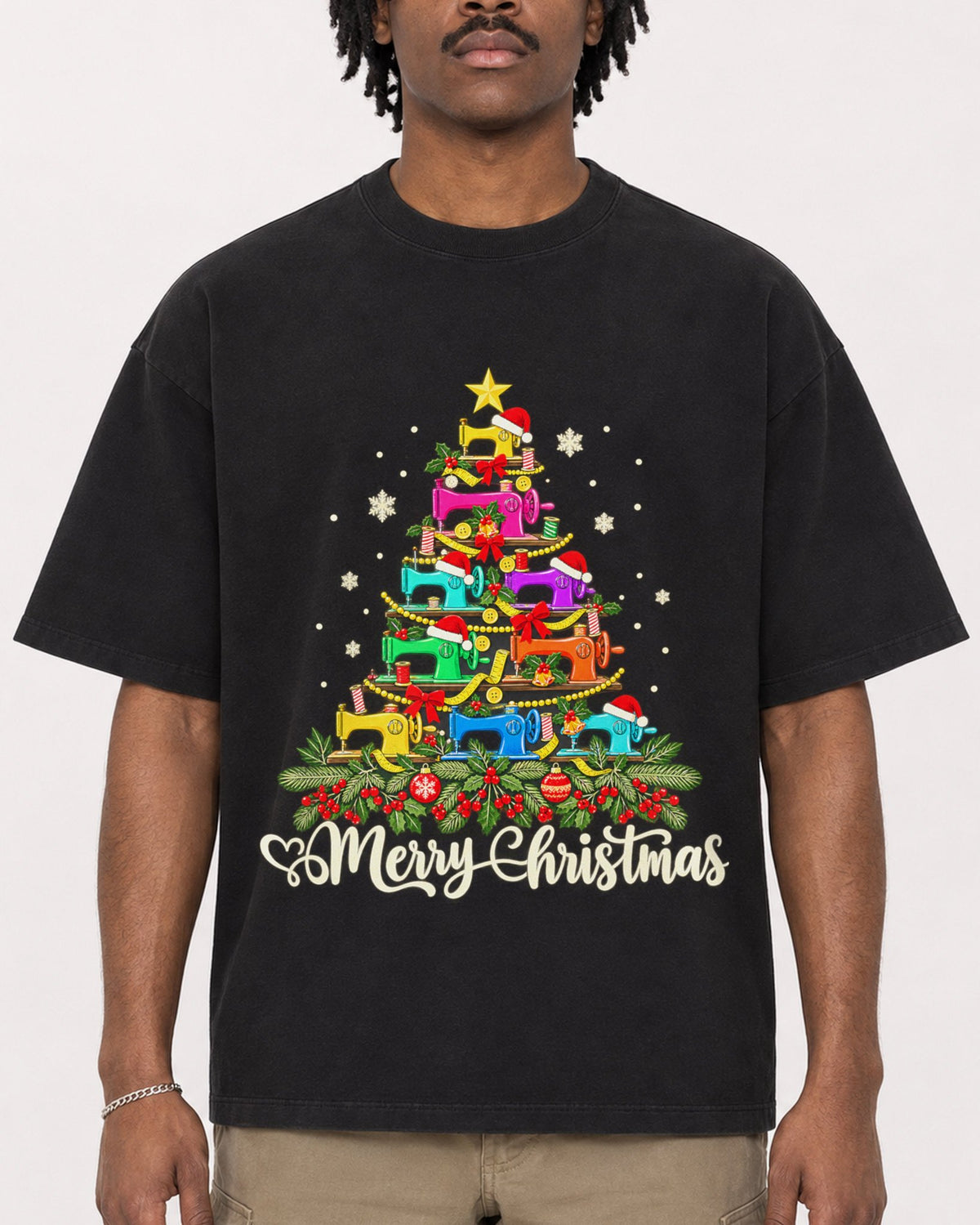 Mockup Boxy Heavyweight Tee Black male close-up 04