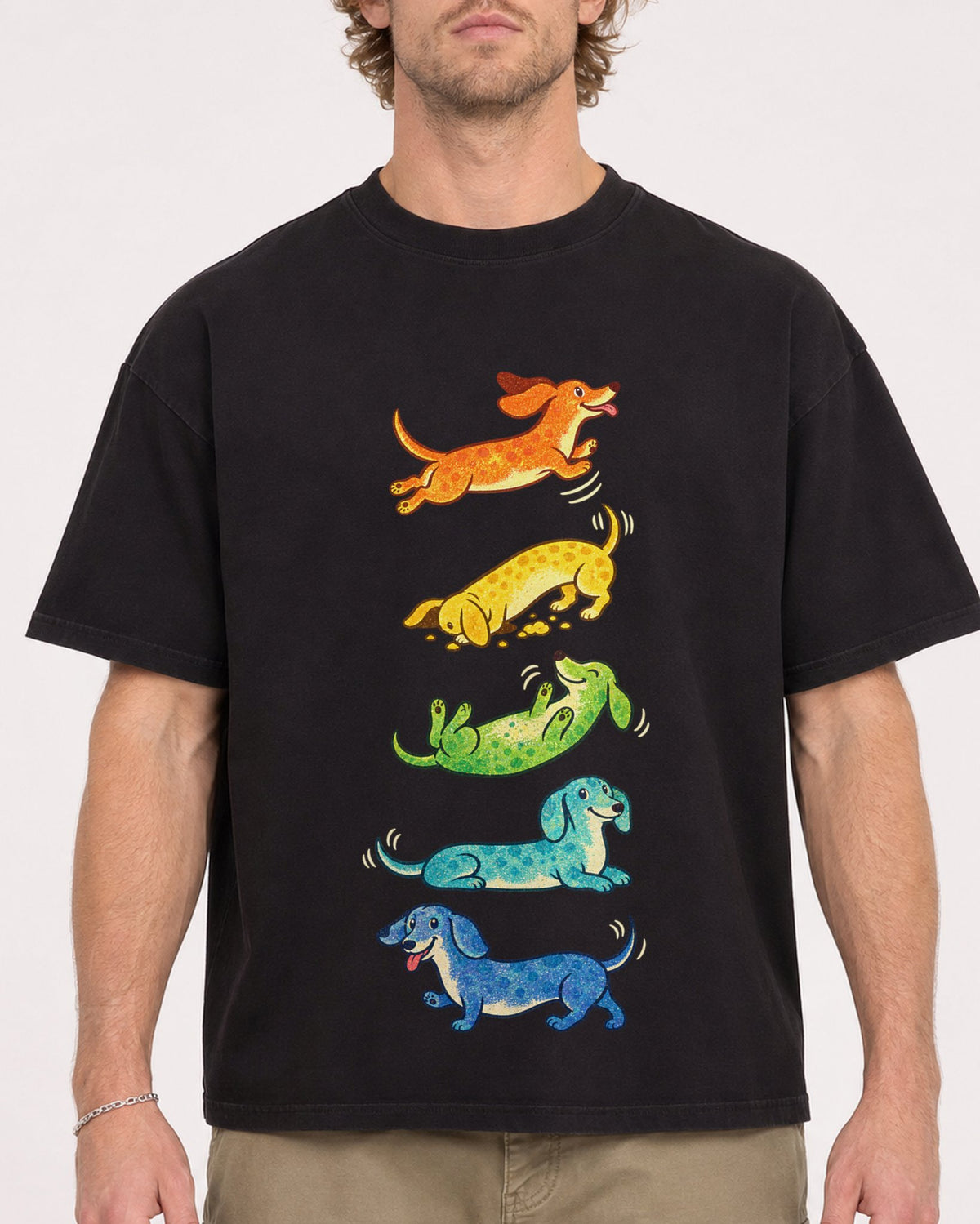 Mockup Boxy Heavyweight Tee Black male close-up 28