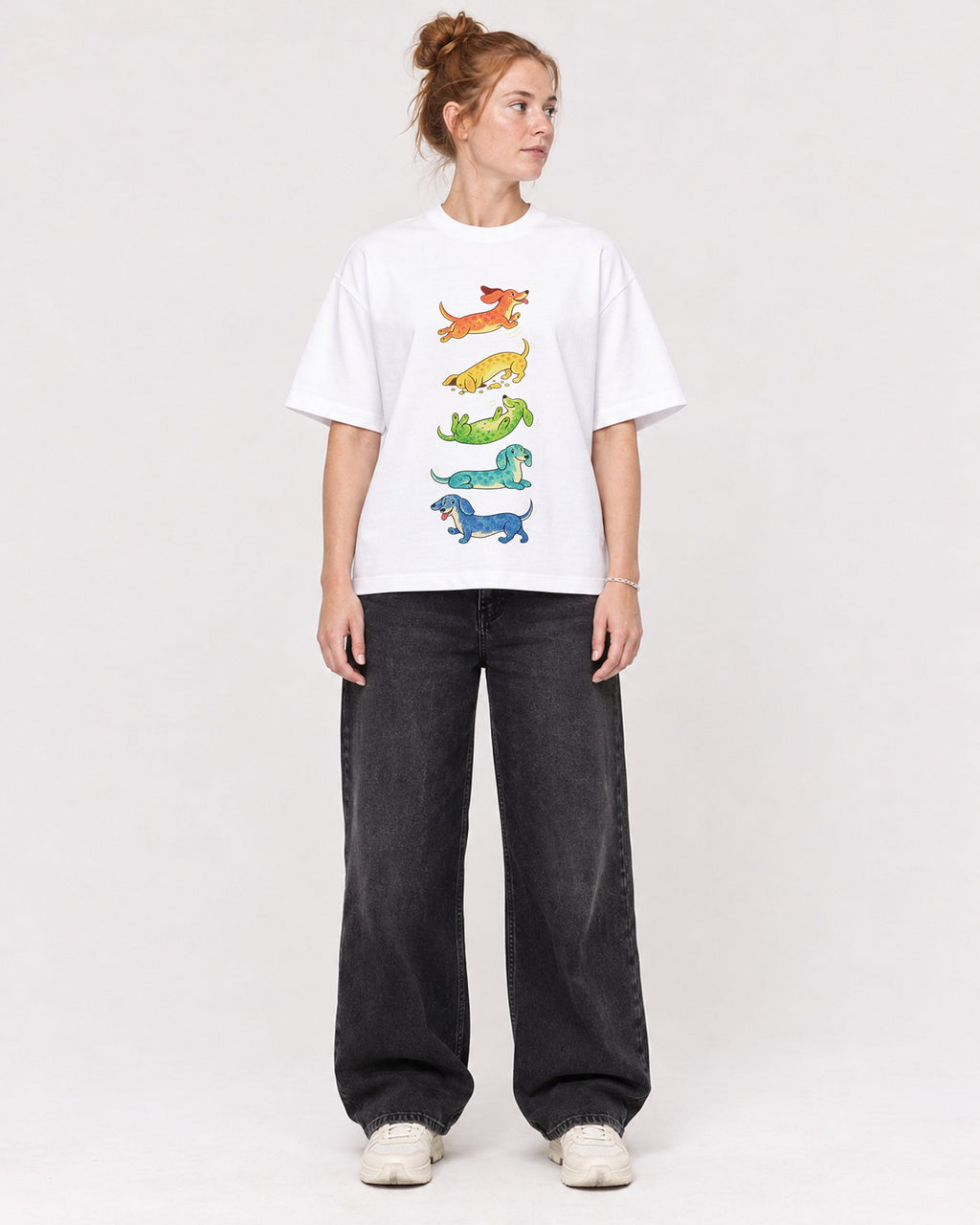 Mockup Boxy Heavyweight Tee White female full-body 28