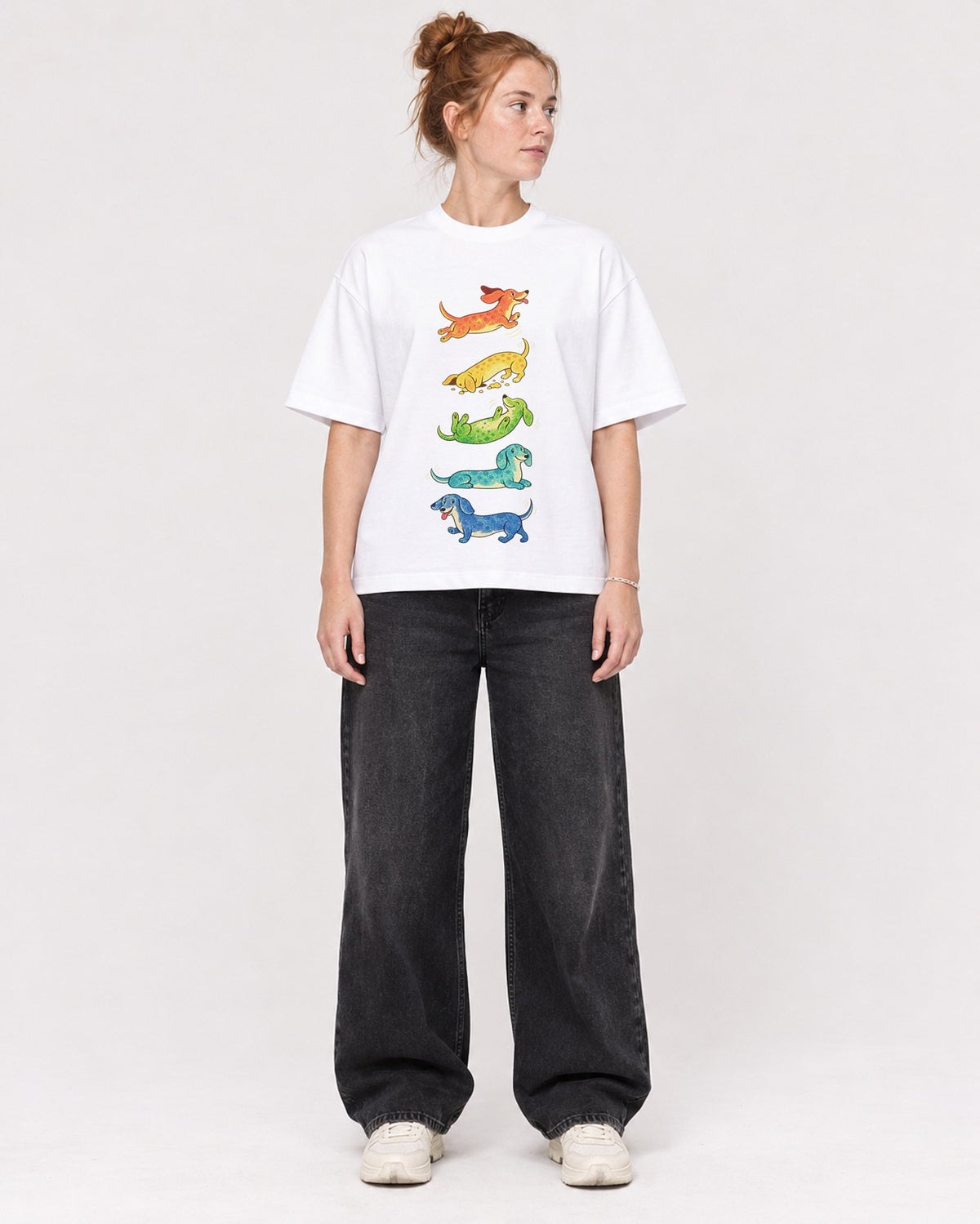 Mockup Boxy Heavyweight Tee White female full-body 28
