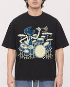 Mockup Boxy Heavyweight Tee Black male close-up 03