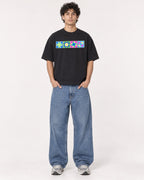 Mockup Boxy Heavyweight Tee Black male full-body 26