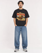 Mockup Boxy Heavyweight Tee Black male full-body 02