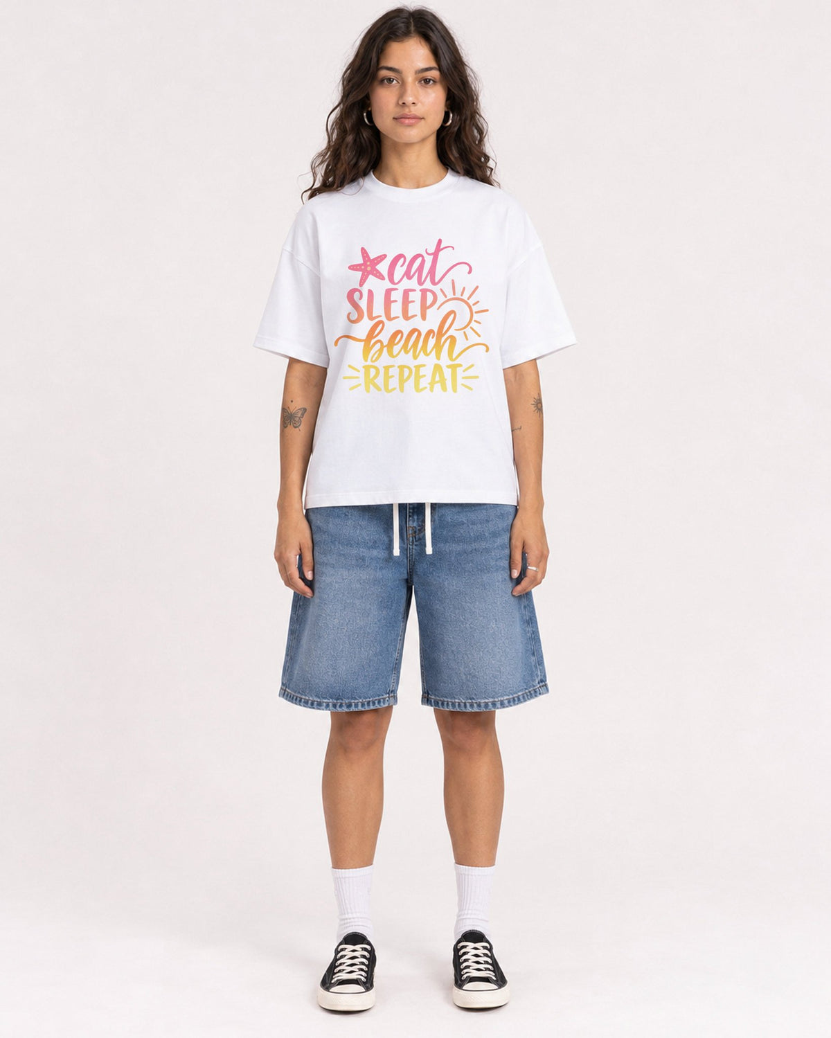 Mockup Boxy Heavyweight Tee White female full-body 06