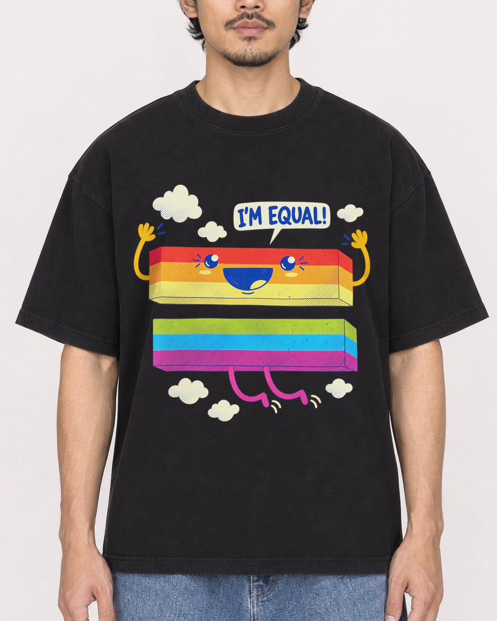 Mockup Boxy Heavyweight Tee Black male close-up 02