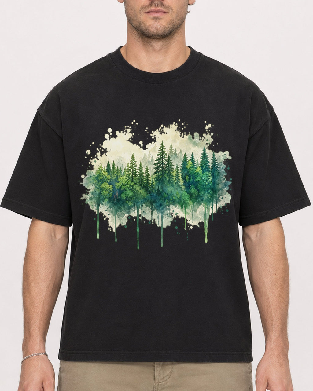Mockup Boxy Heavyweight Tee Black male close-up 08