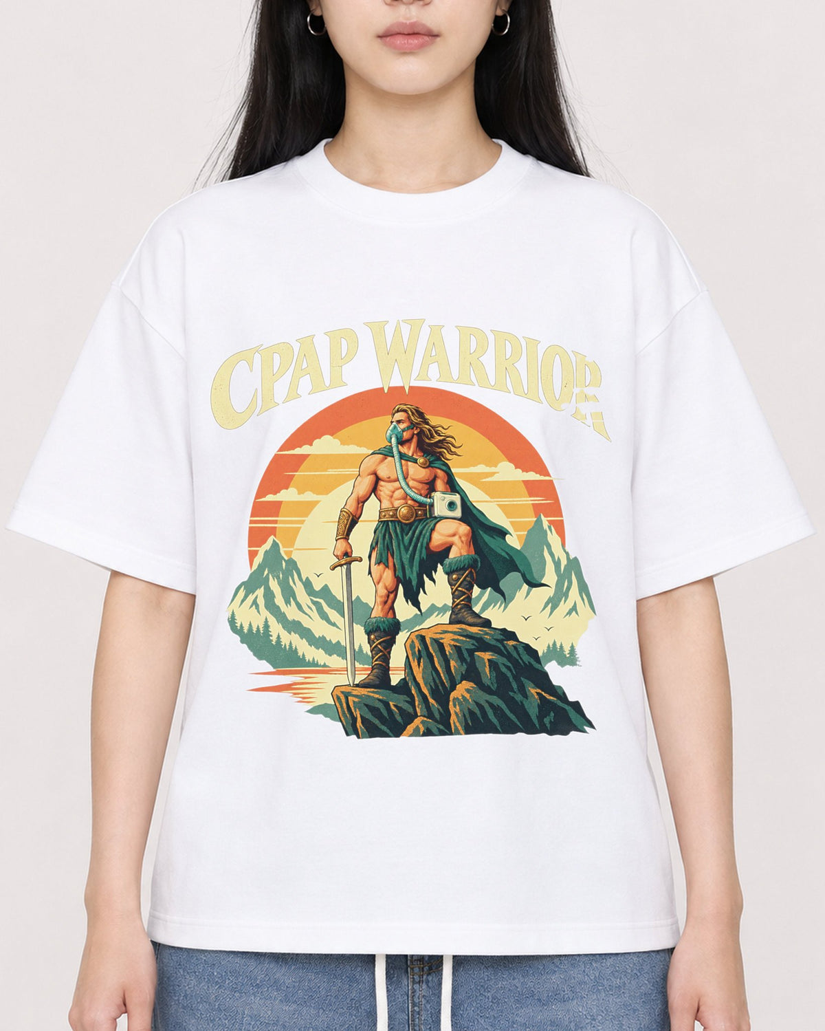 Mockup Boxy Heavyweight Tee White female close-up 01